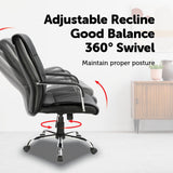 PU Leather Office Chair &ndash; Ergonomic Executive Swivel Desk Chair with Padded Seat in Black - Close-Up Angle