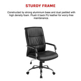 PU Leather Office Chair &ndash; Ergonomic Executive Swivel Desk Chair with Padded Seat in Black - Low Angle