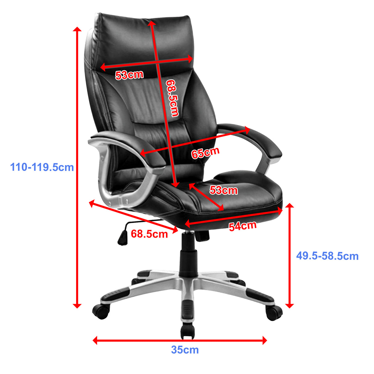 PU Leather Executive Office Chair &ndash; Ergonomic Swivel Computer Desk Chair in Black