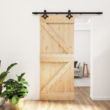 Sliding Door Natural and Black 85 x 210 cm Solid Pine Wood