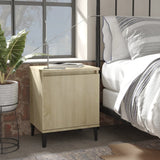 Bed Cabinet with Metal Legs Sonoma Oak - Front View