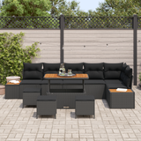 Garden Sofa Set with Cushion 10 pcs Black Poly rattan