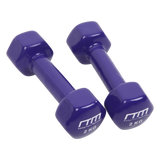 2kg Dumbbells Pair PVC Hand Weights Rubber Coated - Side View