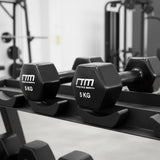 5kg Dumbbells Pair PVC Hand Weights Rubber Coated - Close-Up Angle