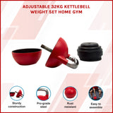 Adjustable 32KG Kettlebell Weight Set Home Gym - Front View