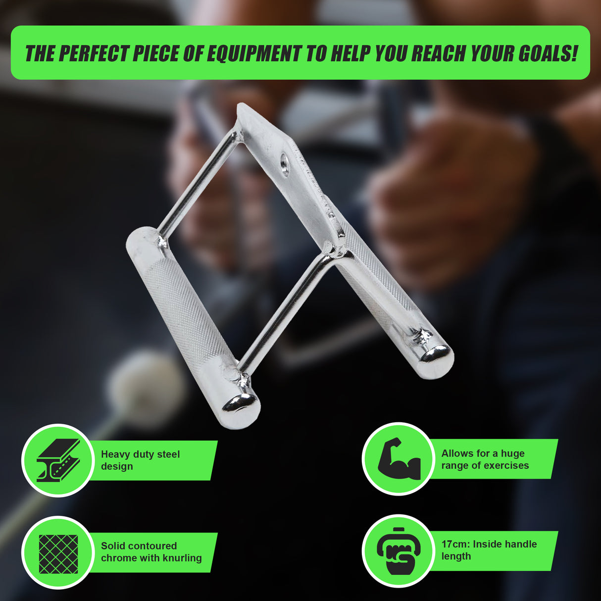 Close Grip Seated Row Handle &ndash; Triangle Cable Attachment Bar for Gym Machines