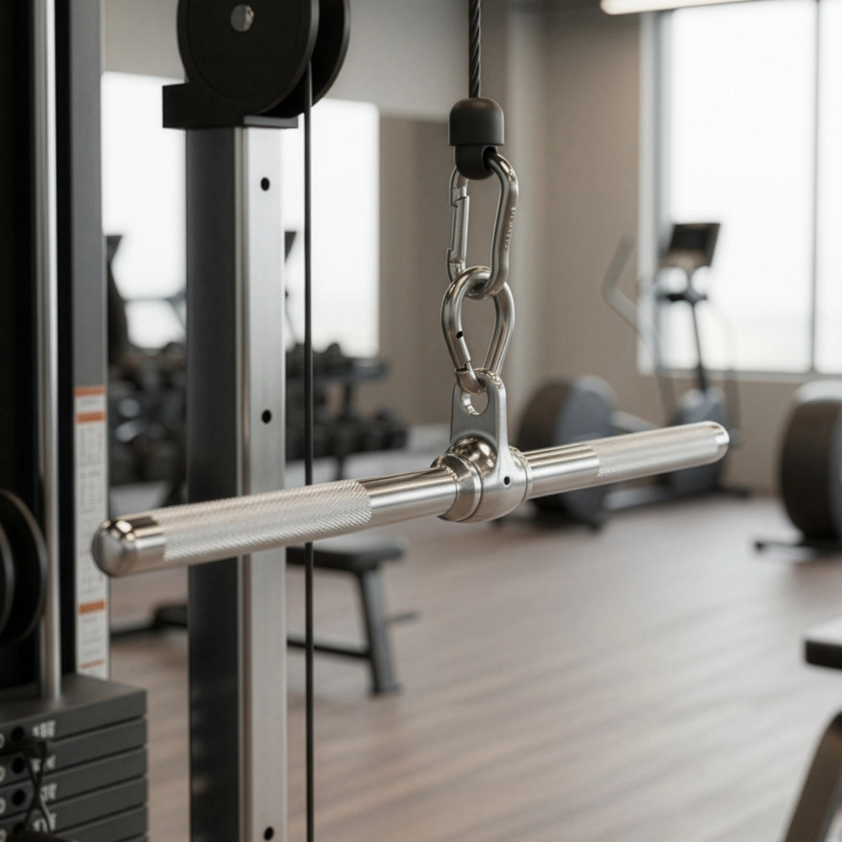Revolving Straight Bar &ndash; Gym Cable Attachment for Tricep, Bicep & Pulley Workouts