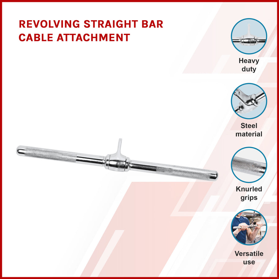 Revolving Straight Bar &ndash; Gym Cable Attachment for Tricep, Bicep & Pulley Workouts