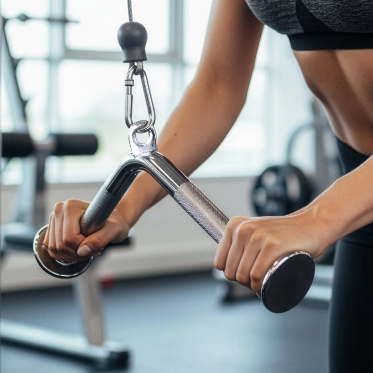 Triceps Press Push Down Bar &ndash; Gym Cable Attachment for Arm & Strength Training