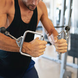 Single Stirrup Handle Cable Grip &ndash; Gym Pulley Attachment for Strength Training - Side View