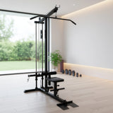 Lat Pulldown Low Row Fitness Machine &ndash; Home Gym Strength Trainer - Side View