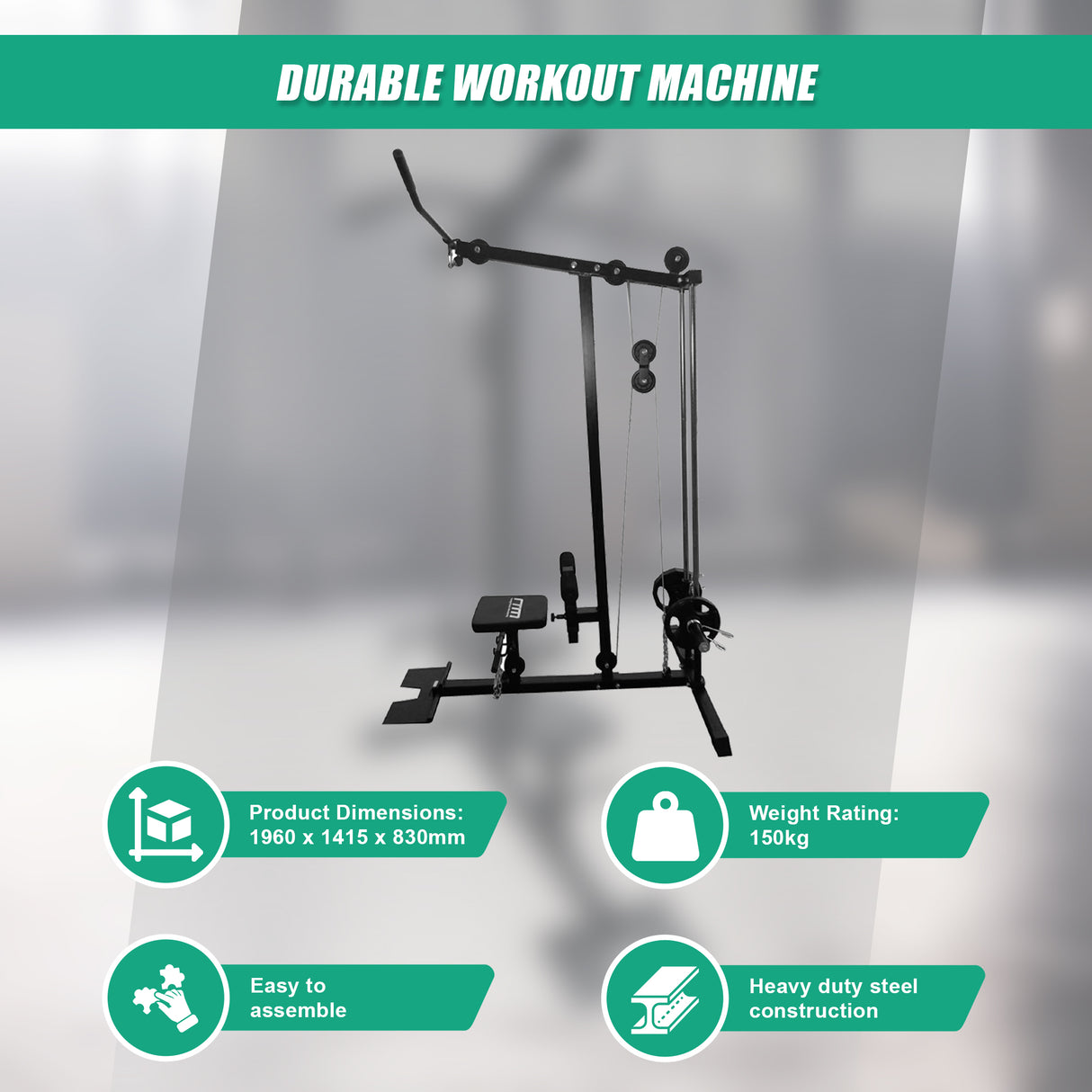 Lat Pulldown Low Row Fitness Machine &ndash; Home Gym Strength Trainer