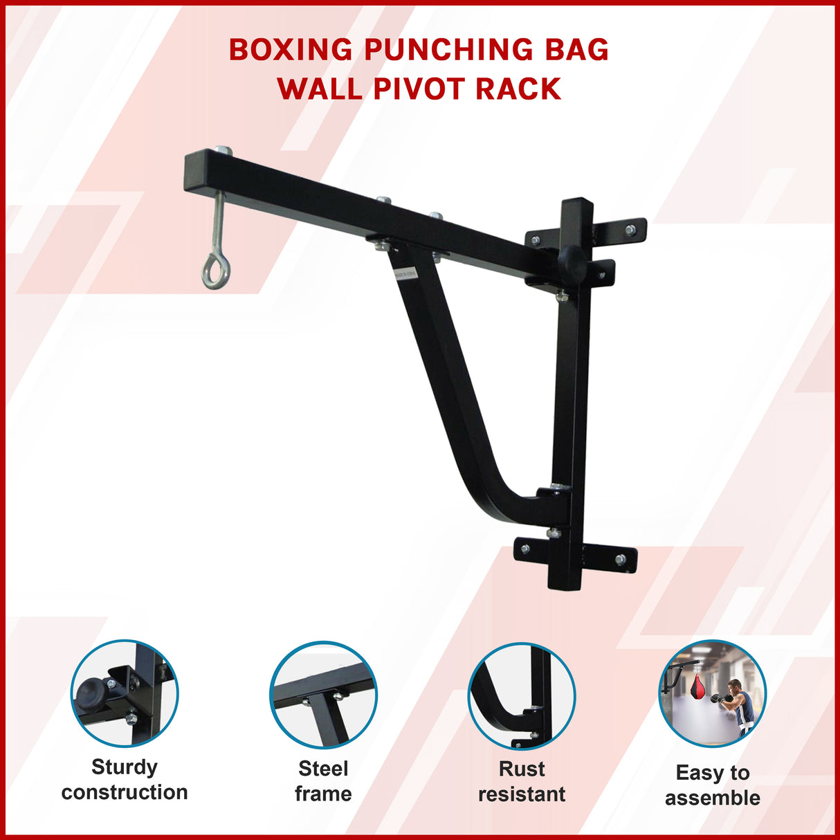 Boxing Punching Bag Wall Pivot Rack &ndash; Swivel Mount for Home Gym