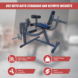Leg Extension Curl Machine &ndash; Adjustable Home Gym Quad & Hamstring Workout Bench - Rear View