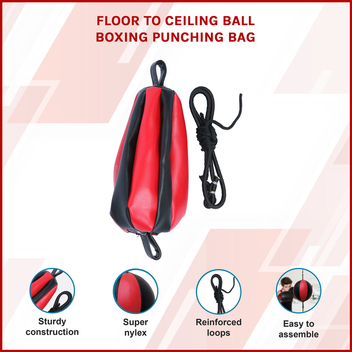Floor to Ceiling Ball Boxing Punching Bag &ndash; Speed Reaction Training Equipment