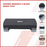 Aerobic Exercise 2-Block Bench Step &ndash; Adjustable Fitness Workout Stepper - Front View