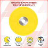 15KG PRO Olympic Rubber Bumper Weight Plate - Front View