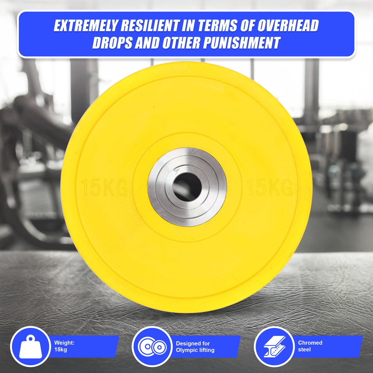 15KG PRO Olympic Rubber Bumper Weight Plate