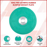 10KG PRO Olympic Rubber Bumper Weight Plate - Front View