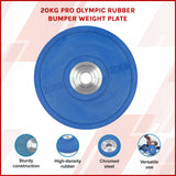 20KG PRO Olympic Rubber Bumper Weight Plate - Front View