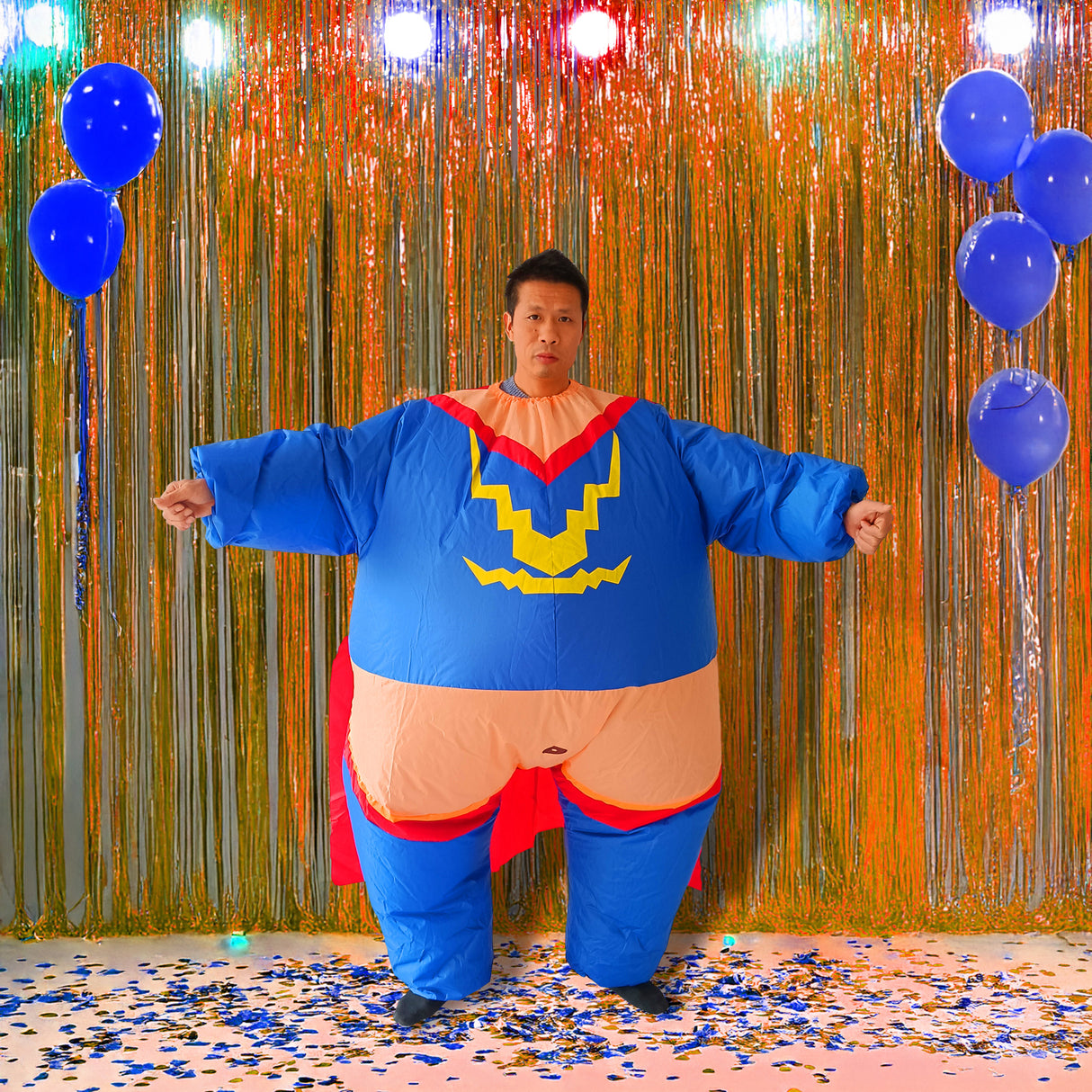 Super Hero Fancy Dress Inflatable Suit - Fan Operated Costume