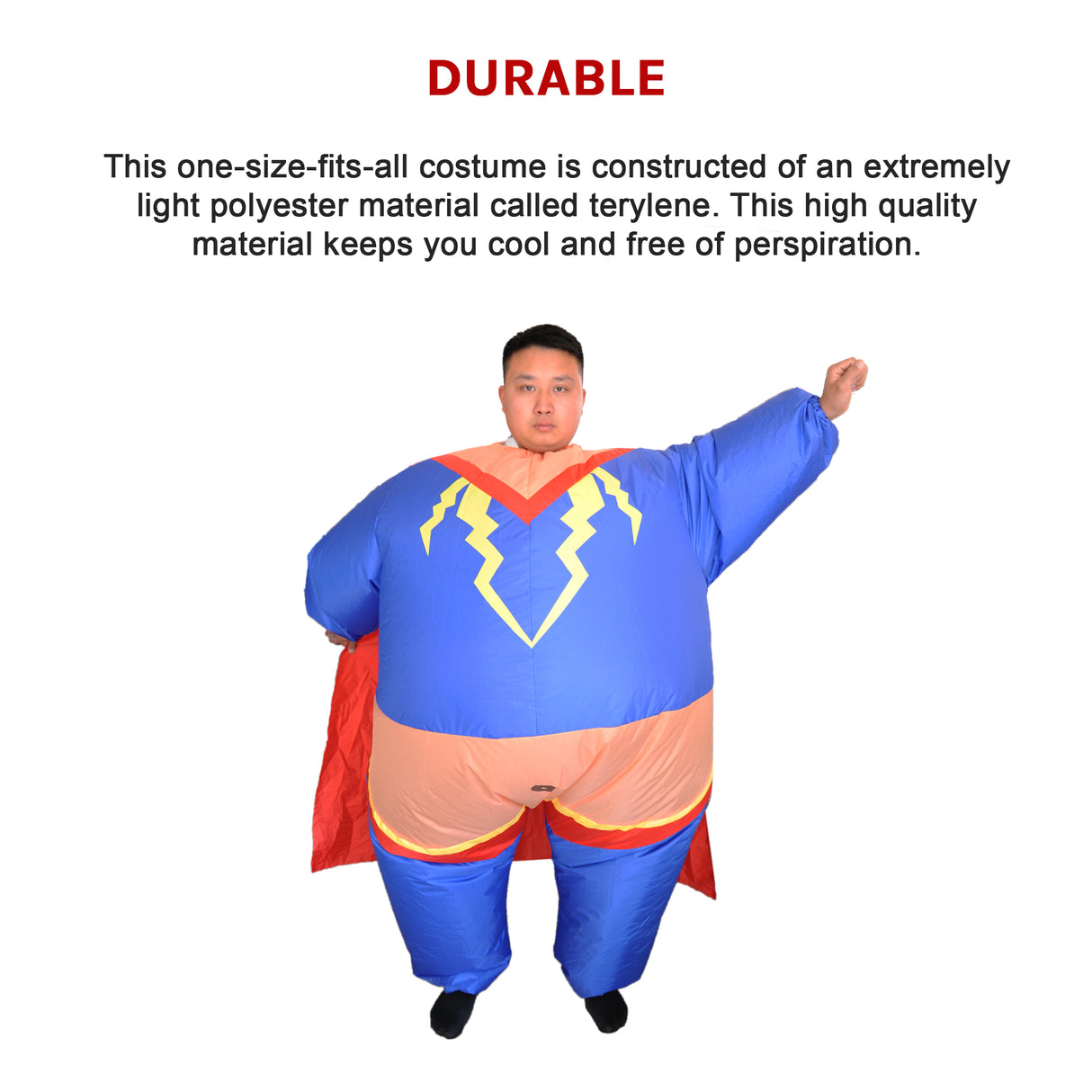 Super Hero Fancy Dress Inflatable Suit - Fan Operated Costume