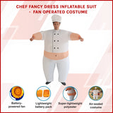 CHEF Fancy Dress Inflatable Suit -Fan Operated Costume - Front View
