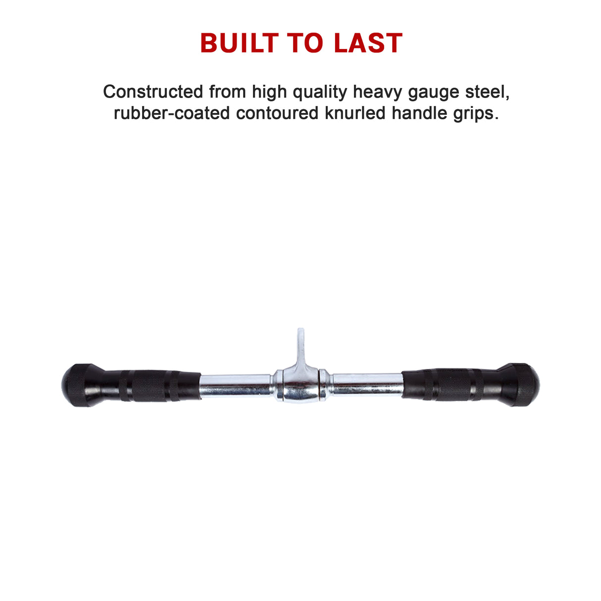 Randy & Travis Rubber Coated Solid Straight Bar Attachment for Cable Machines