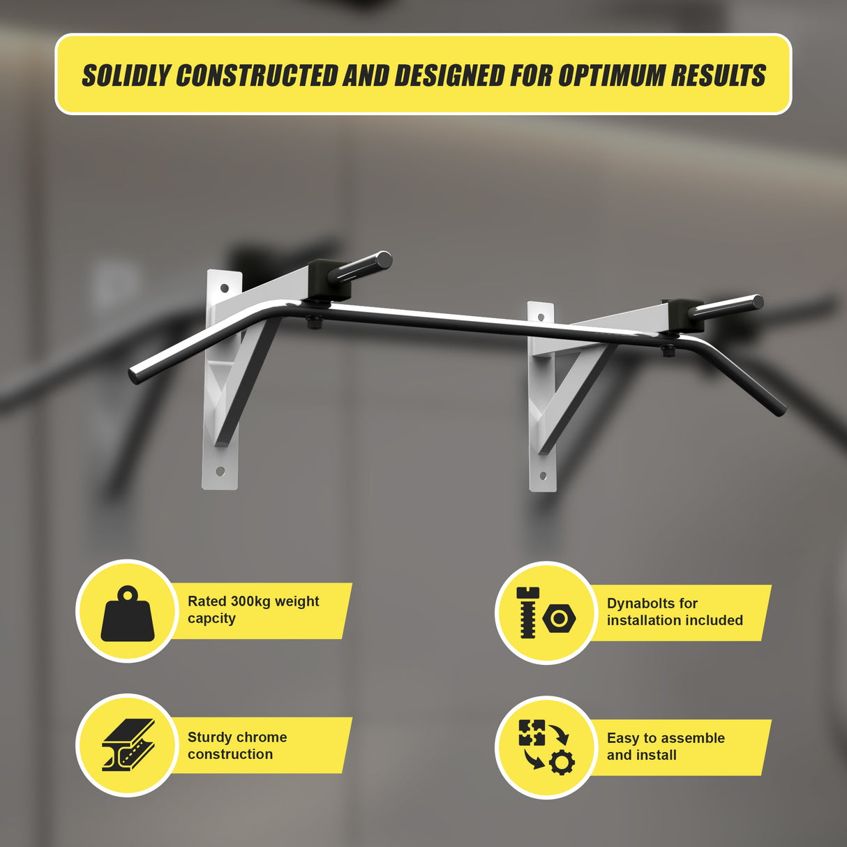 Wall Mounted Chin Up Pull Up Bar &ndash; Heavy Duty Home Gym Strength Training