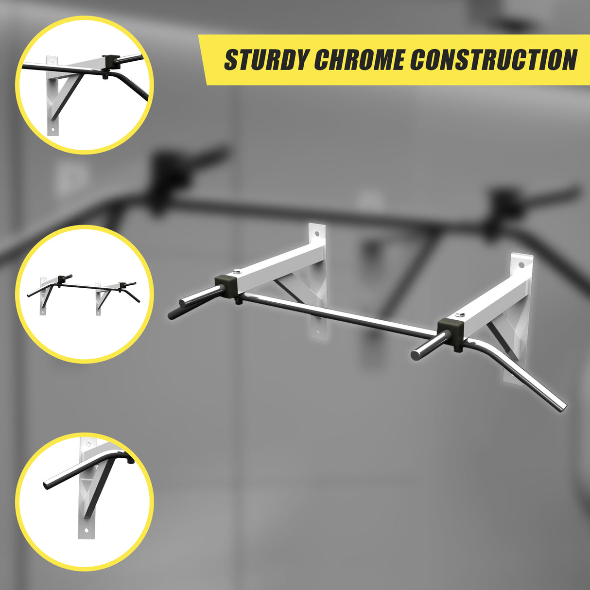 Wall Mounted Chin Up Pull Up Bar &ndash; Heavy Duty Home Gym Strength Training
