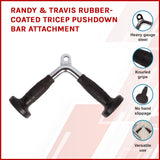 Randy & Travis Rubber-Coated Tricep Pushdown Bar Attachment - Front View