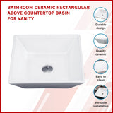 Bathroom Ceramic Rectangular Above Countertop Basin for Vanity - Front View