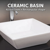 Bathroom Ceramic Rectangular Above Countertop Basin for Vanity - Rear View