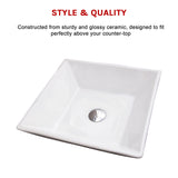 Bathroom Ceramic Rectangular Above Countertop Basin for Vanity - Close-Up Angle