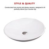 Bathroom Ceramic Oval Above Countertop Basin for Vanity - Close-Up Angle