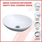 Above Counter Bathroom Vanity Oval Ceramic Basin