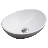 Above Counter Bathroom Vanity Oval Ceramic Basin - Rear View