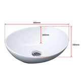 Above Counter Bathroom Vanity Oval Ceramic Basin - Low Angle