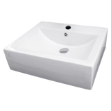 Ceramic Rectangular Above Countertop Basin for Vanity - 45-Degree Angle