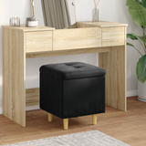 Storage Ottoman with Cushion Black 40 x 40 x 45 cm Velvet - Side View