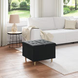 Storage Ottoman with Cushion Black 60 x 60 x 45 cm Velvet - Side View