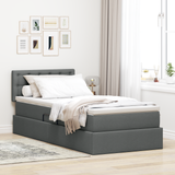 LED Storage Bed with Mattress Dark Grey 107 x 203 cm Fabric - Front View