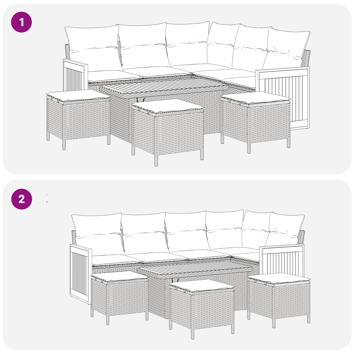 Garden Sofa Set 9 pcs Black Poly Rattan and Powder-Coated Steel