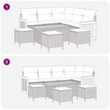 Garden Sofa Set 9 pcs Black Poly Rattan and Powder-Coated Steel - Low Angle