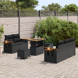 Garden Sofa Set with Cushion 10 pcs Black Poly Rattan - Side View