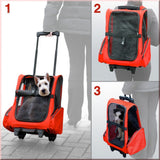 Dog Pet Safety Transport Carrier Backpack Trolley - Rear View