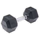 10KG Commercial Rubber Hex Dumbbell Gym Weight - Side View