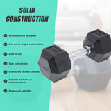 10KG Commercial Rubber Hex Dumbbell Gym Weight - Low Angle