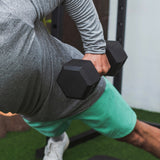 25KG Commercial Rubber Hex Dumbbell Gym Weight - Side View