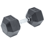 25KG Commercial Rubber Hex Dumbbell Gym Weight - Close-Up Angle